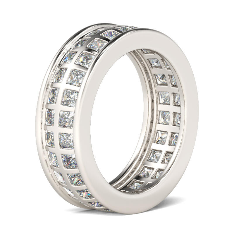 Jeulia Bezel Set Princess Cut Sterling Silver Men's Band