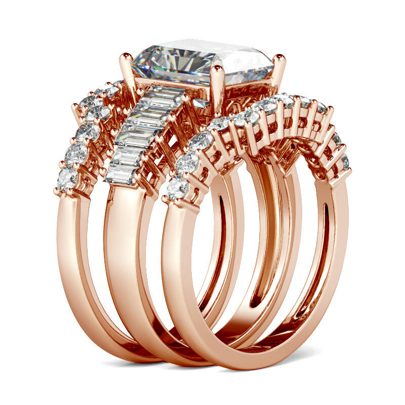 Jeulia 3PC Radiant Cut Sterling Silver Ring Set