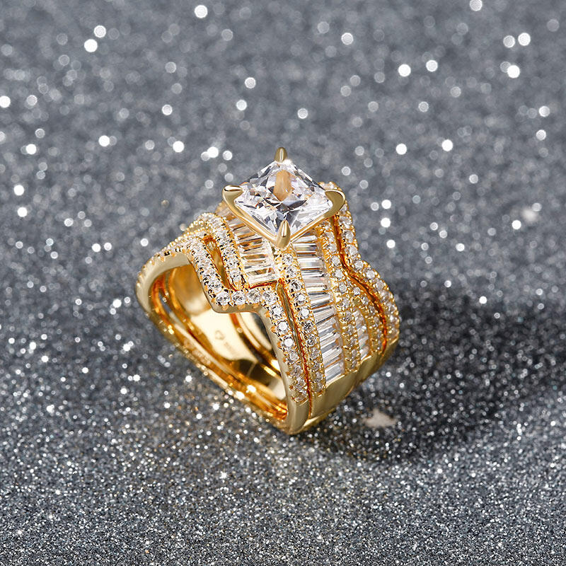 Jeulia Bypass Princess Cut Enhancer Sterling Silver Ring