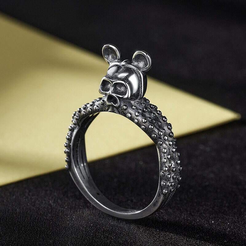 Jeulia "Octopus Mouse" Skull Sterling Silver Ring