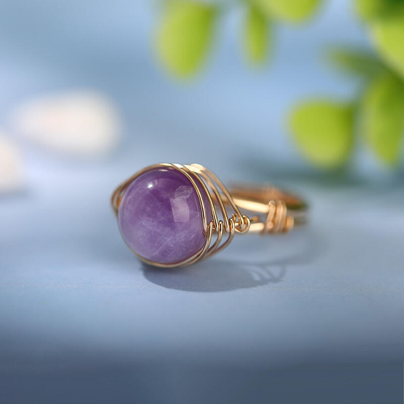 Jeulia "Release of Addiction" Natural Amethyst Adjustable Ring