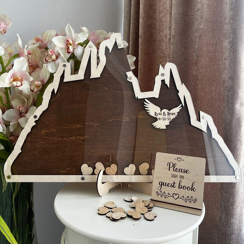 アルバム飾り　ウエディング　オーダー受付中( ＾∀＾) 山デザイン ウェディングドロップス 文字入れ 芳名帳 結婚式 木製