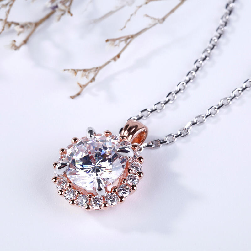 Jeulia Beloved 大粒 取り巻き シルバー ネックレス