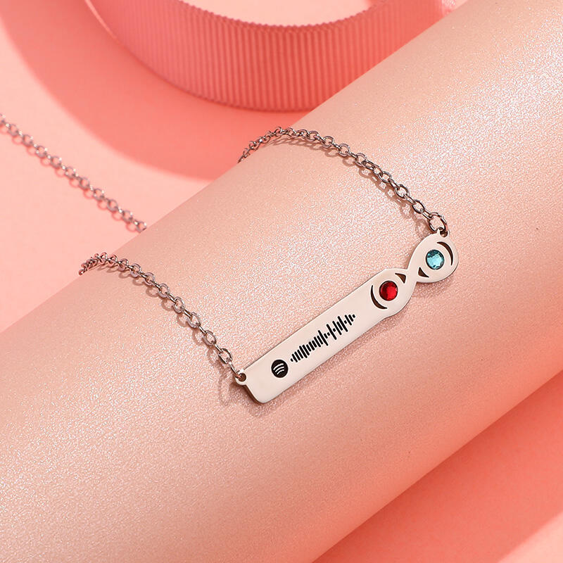 Jeulia Scannable Spotify Code Stainless Steel Necklace With Birthstone