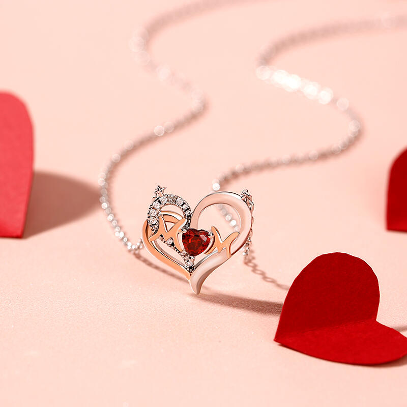 Jeulia "I Love You with All My Heart" Mom Heart Sterling Silver Necklace