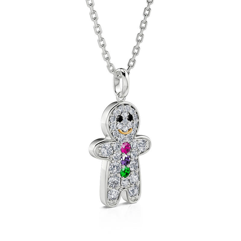 Jeulia "Little Sweetie" Gingerbread Man Sterling Silver Necklace