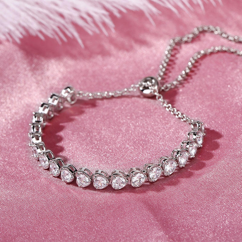 Jeulia "Always in My Heart" Sterling Silver Bracelet