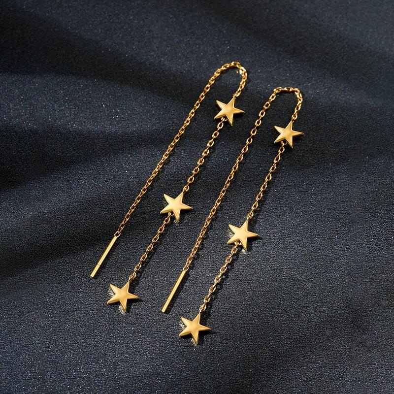 Jeulia "Dreamy Star" Sterling Silver Threader Earrings