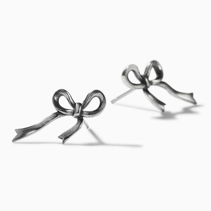 Jeulia "Irregular Bowknot" Sterling Silver Earrings