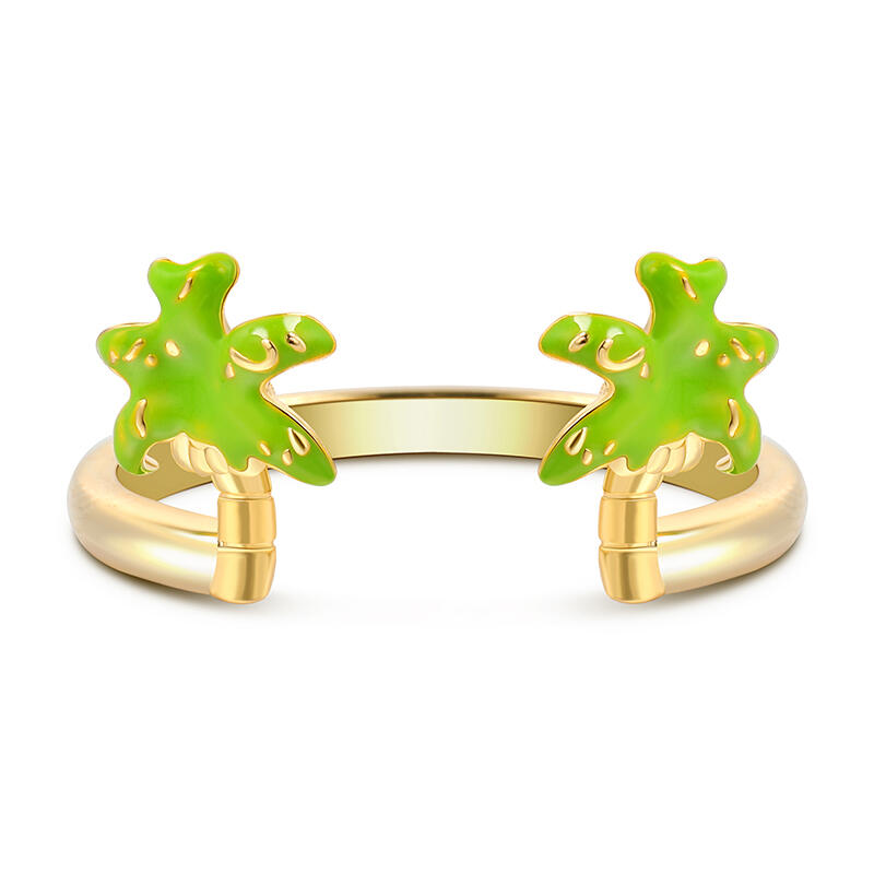 Jeulia Palm tree Adjustable Sterling Silver Ring