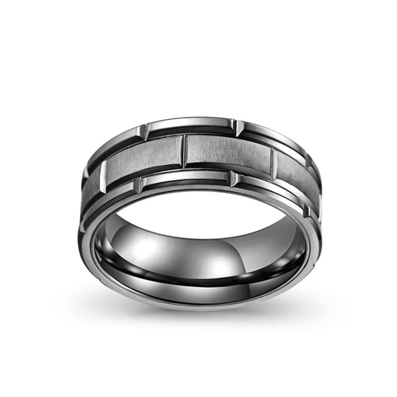 Jeulia Simple Black Titanium Steel Men's Band