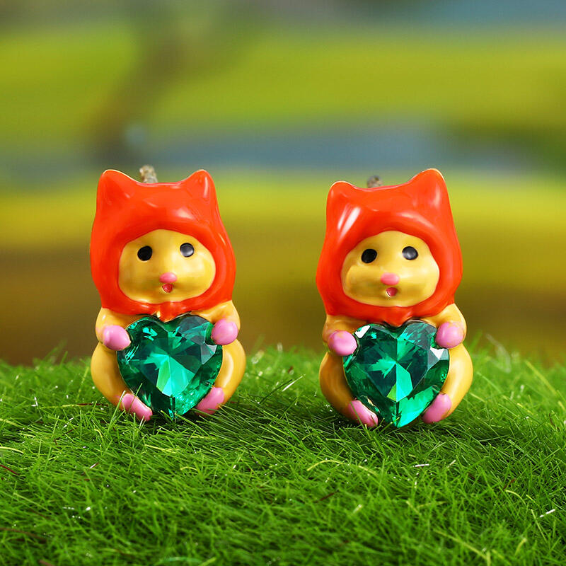 Jeulia Hug Me "Naughty" Hamster Enamel Sterling Silver Earrings