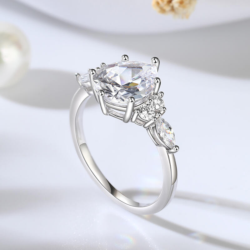 Jeulia Pear Cut Sterling Silver Ring