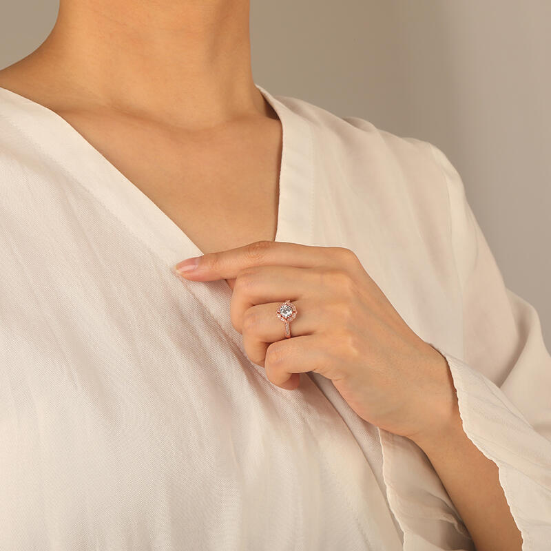 "Reines Licht" Rundschliff Halo-Verlobungsring