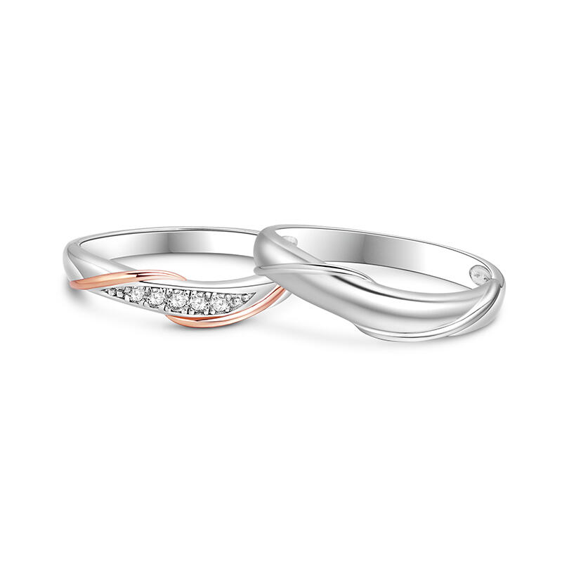 Jeulia Anillos de Pareja con Torsión Simple en Plata Esterlina