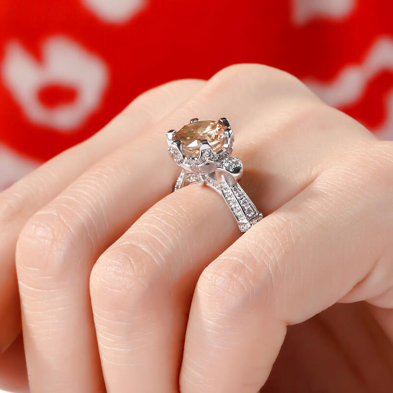 Jeulia Vintage Round Cut  Sterling Silver Ring