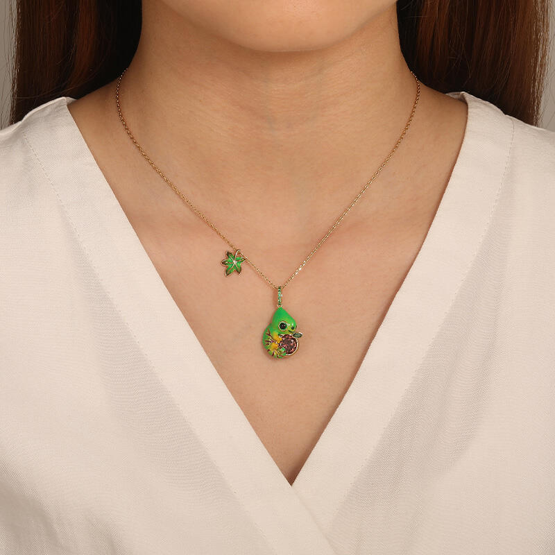 Jeulia ドリーミーガーデン カメレオン スターリングシルバー ネックレス