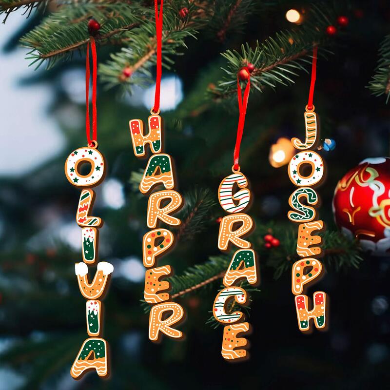 Personalisierte Lebkuchen-Buchstaben-Weihnachtsanhänger Lustige Weihnachtsgeschenke für die Familie