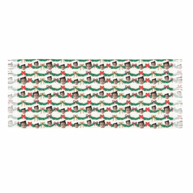 カスタマイズ 写真入れ 顔写真 スカーフ ストール 大判 クリスマス柄