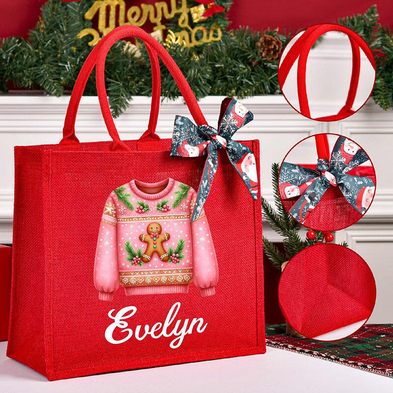 Personalized Name Christmas Gift Bags Unique Pattern Design Perfect Present for Family