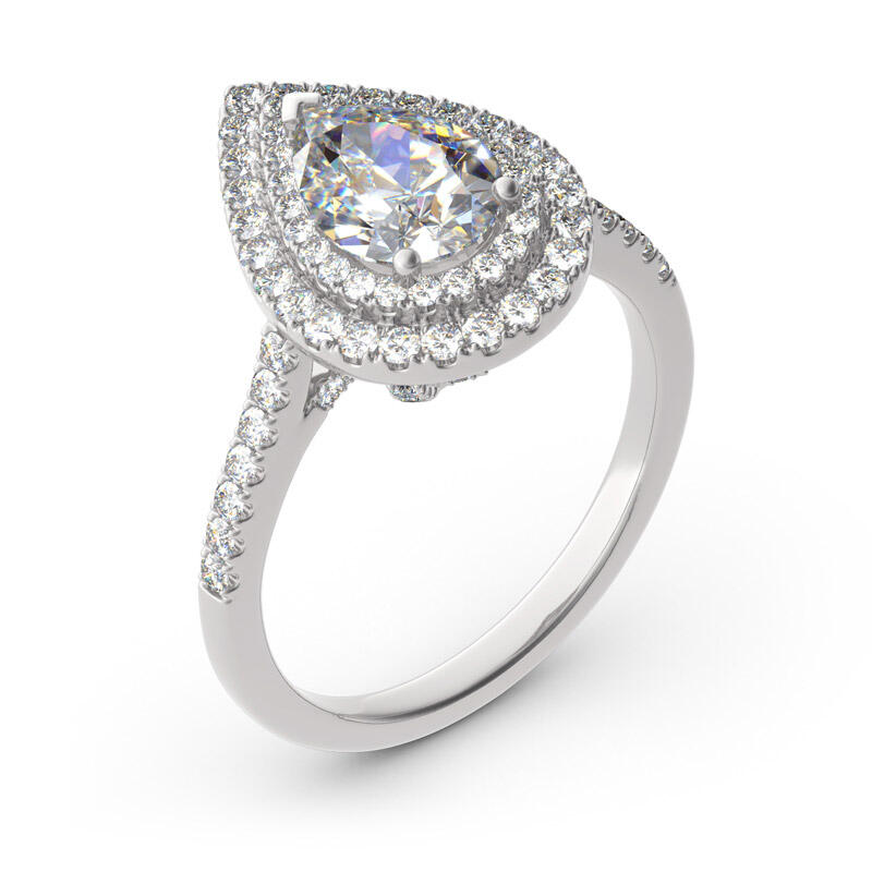 Jeulia Anillo Con Doble Halo De Plata De Ley De Talla Pera