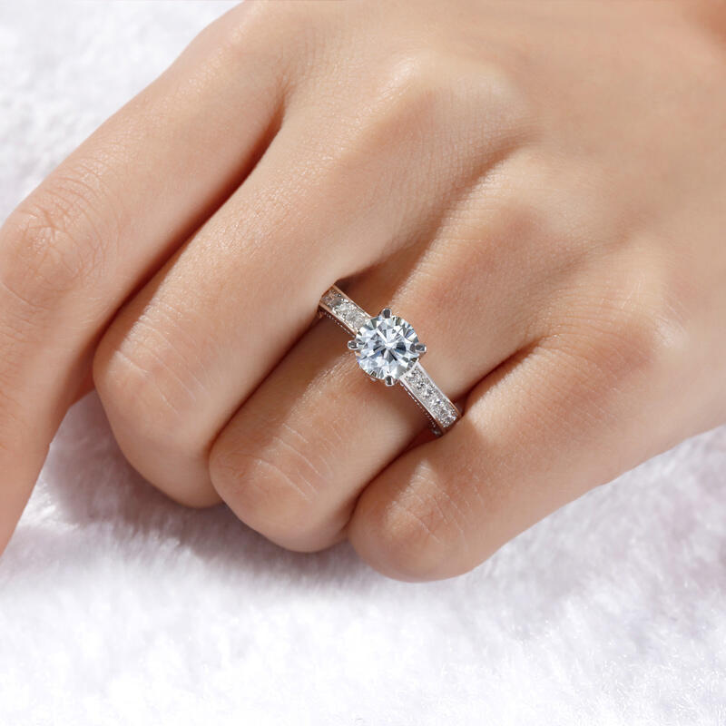 Jeulia Milgrain Round Cut Sterling Silver Skull Ring