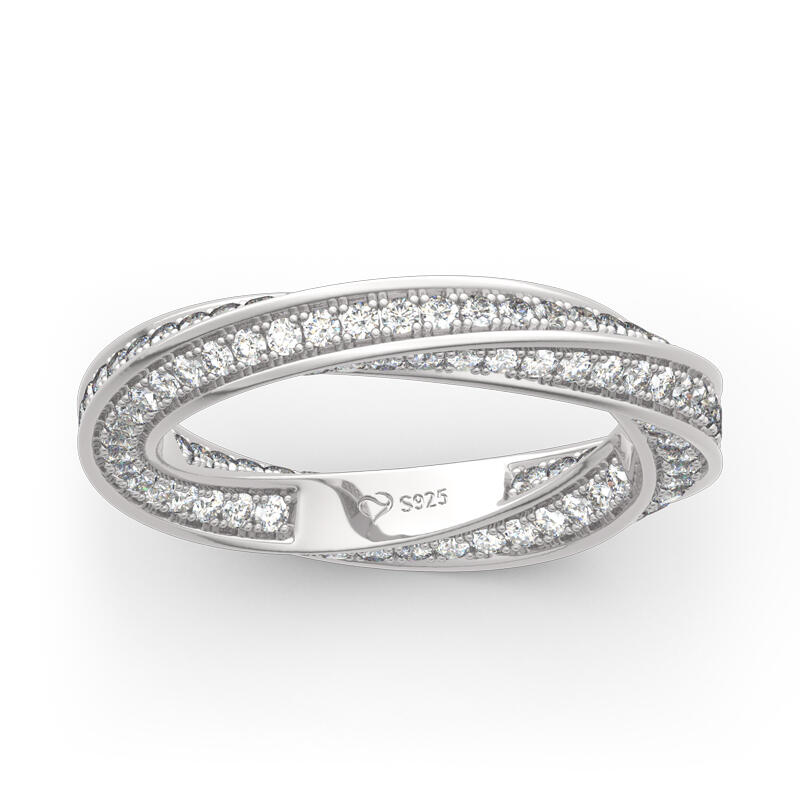 Jeulia Simple Twist Design Sterling Silver Women's Band