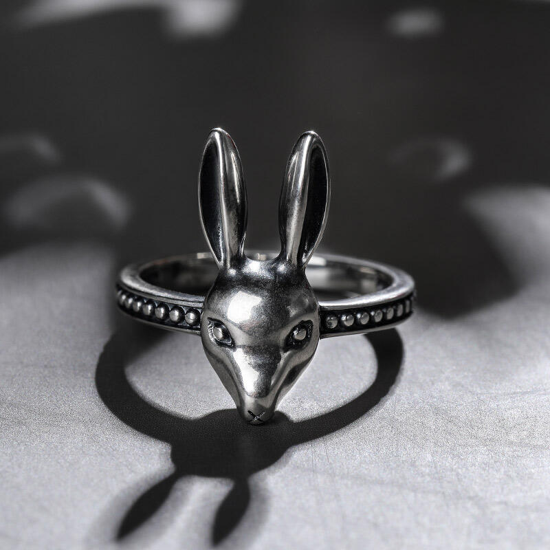 Jeulia "Punk Style" Rabbit Sterling Silver Men's Ring