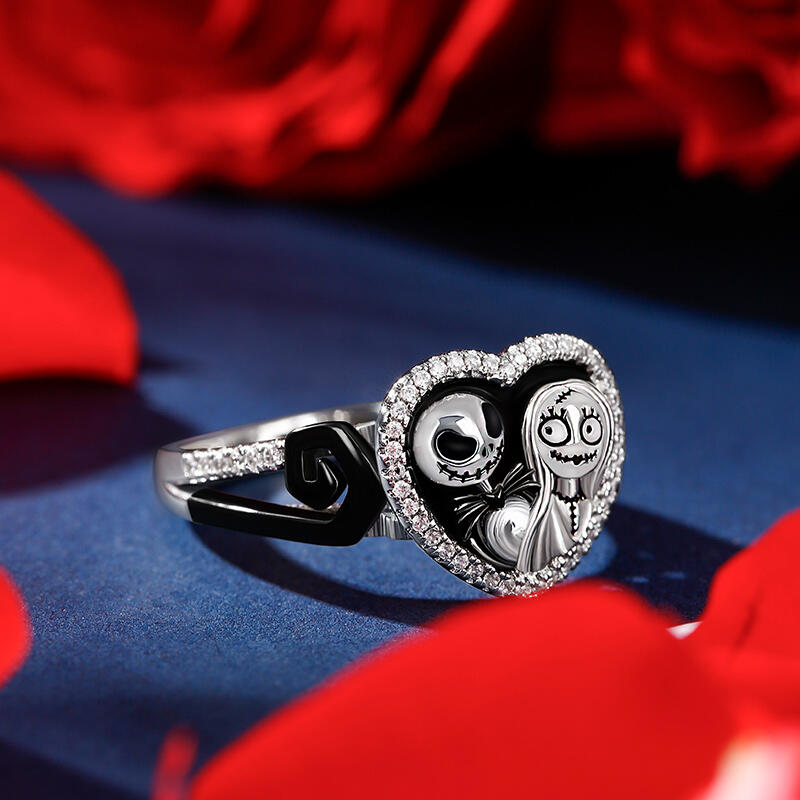 Jeulia Anillo con pareja de calaveras de plata de ley en dos tonos