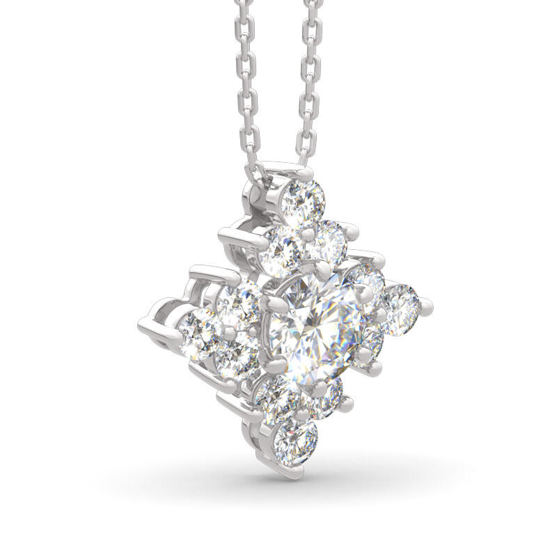 Jeulia Funkelnd Cluster Rundschliff Sterling Silber Halskette