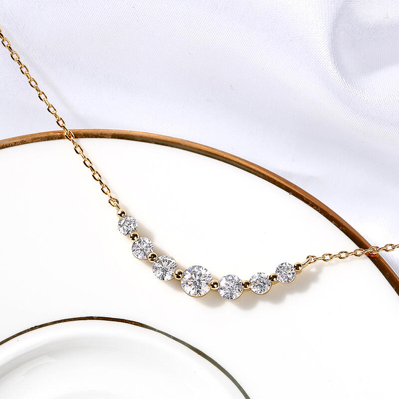 Jeulia Simple Style Round Cut Sterling Silver Necklace