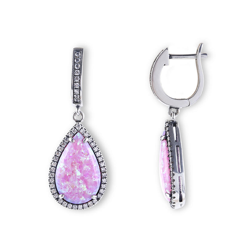 Jeulia Aretes Con Rosa-Púrpura de Ensueño de Ópalo