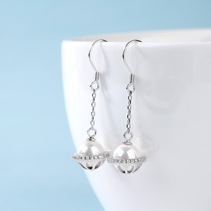 Jeulia Cultured Pearl Sterling Silver Drop Earrings