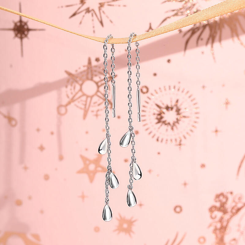 Jeulia Teardrop Pendant Sterling Silver Threader Earrings