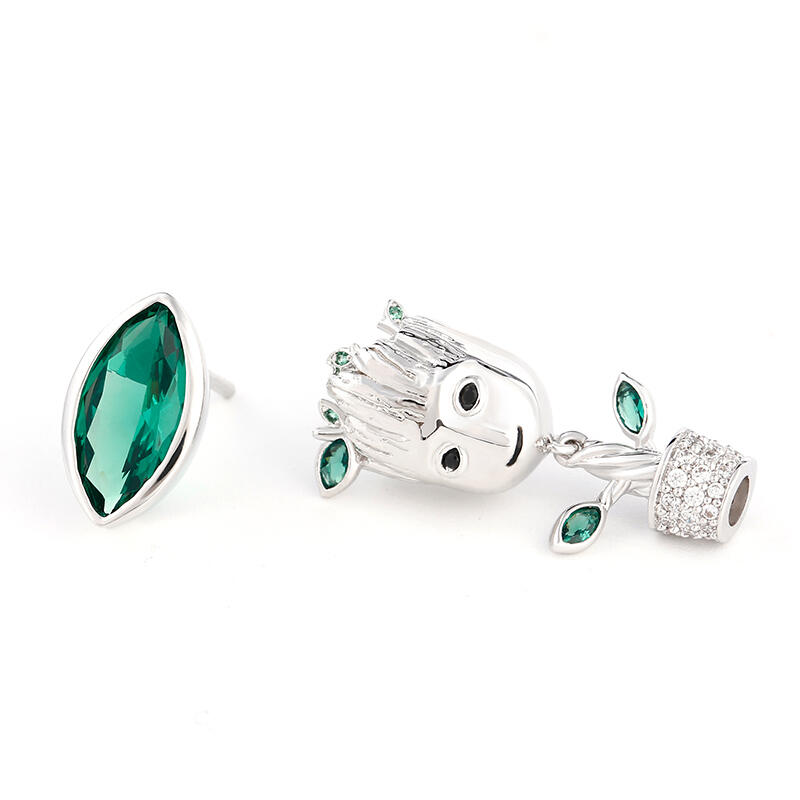 Jeulia Cartoon Tree Man Asymmetric Sterling Silver Earrings