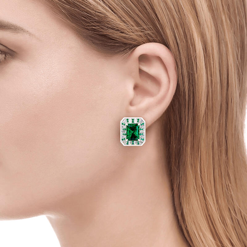 Jeulia Vintage Radiant Cut Sterling Silver Earrings