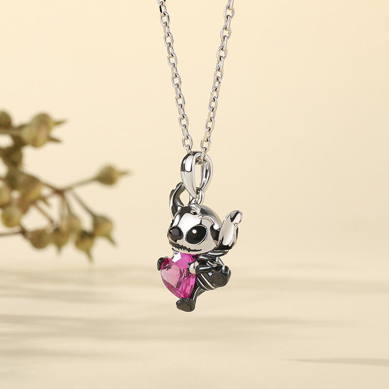 Jeulia Hug Me Collar Adorable Pequeño Monstruo de Plata de Ley con Corte Corazón