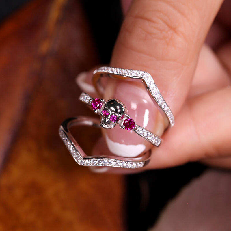 Jeulia Bague Tête de Mort Fantaisie en Argent Sterling Coupe Ronde