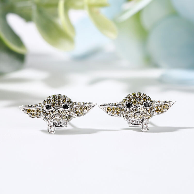 Jeulia "Bebé Yoda" Aretes de plata esterlina