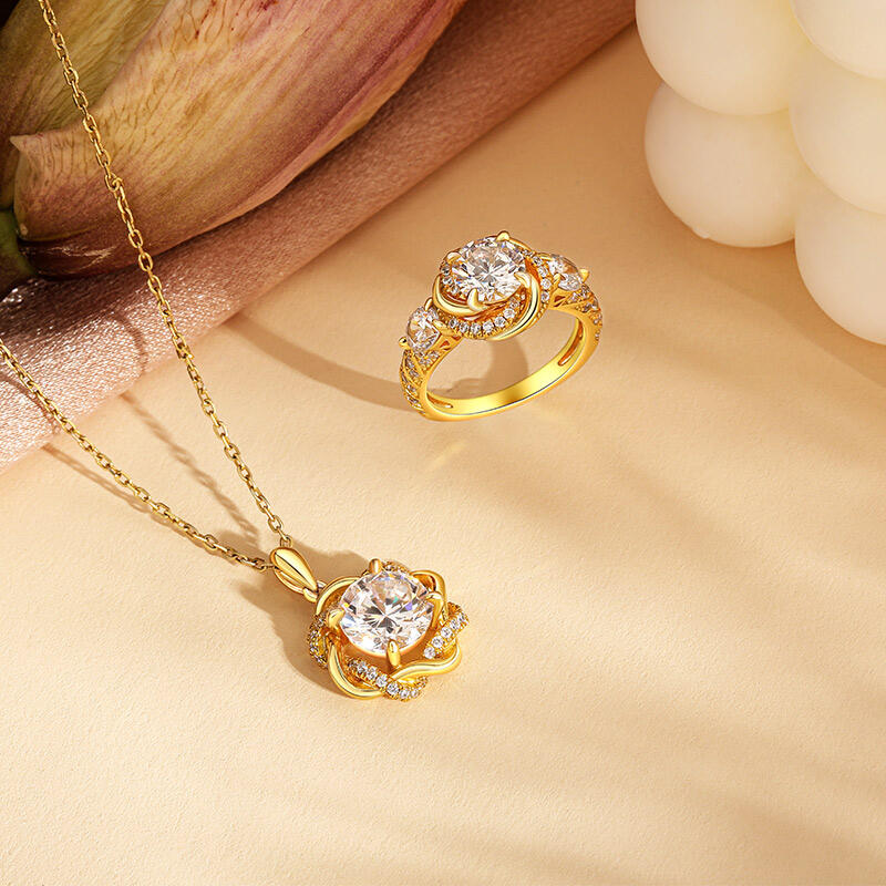 Jeulia Halo Redondo Anillo De Plata Esterlina Con Corte Floral