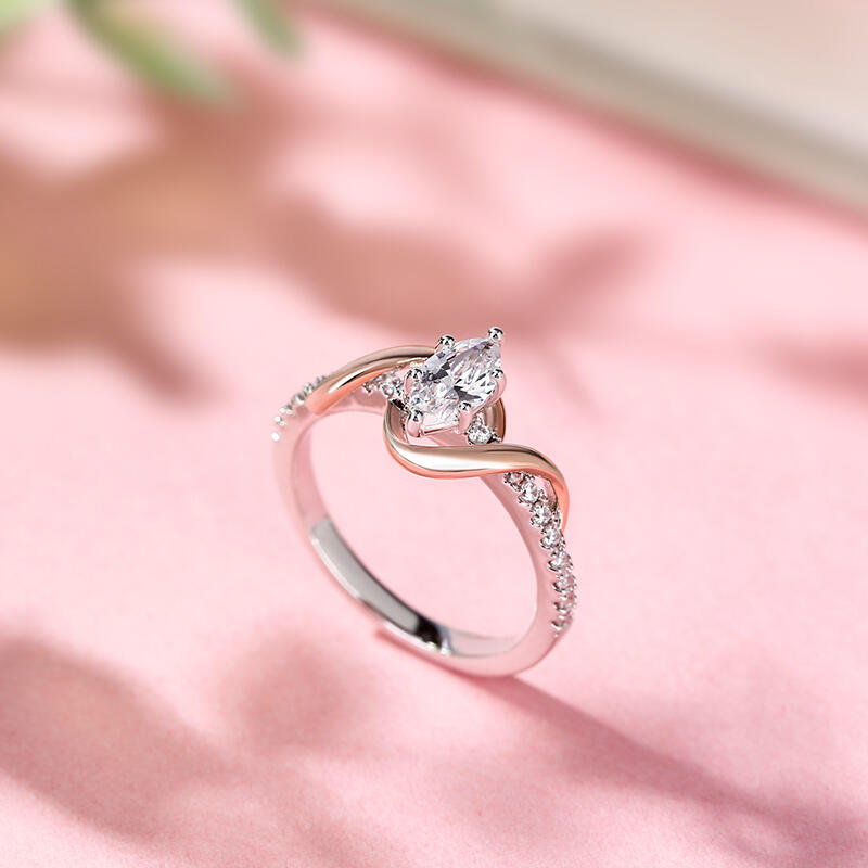 Jeulia Amore Coupe Marquise Bague de fiançailles Argent Sterling