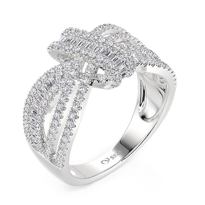 Jeulia Bow Ribbon Around Triple Pave Set Wedding Ring