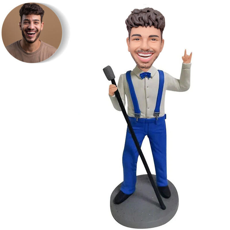 Personalisierte Mikrofon-Wackelkopfpuppe mit individuellem Kopf Geschenk für Freunde