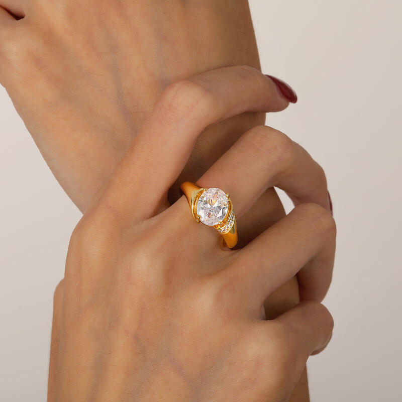 Jeulia Galaxy Surround Oval Cut Bypass Engagement Ring