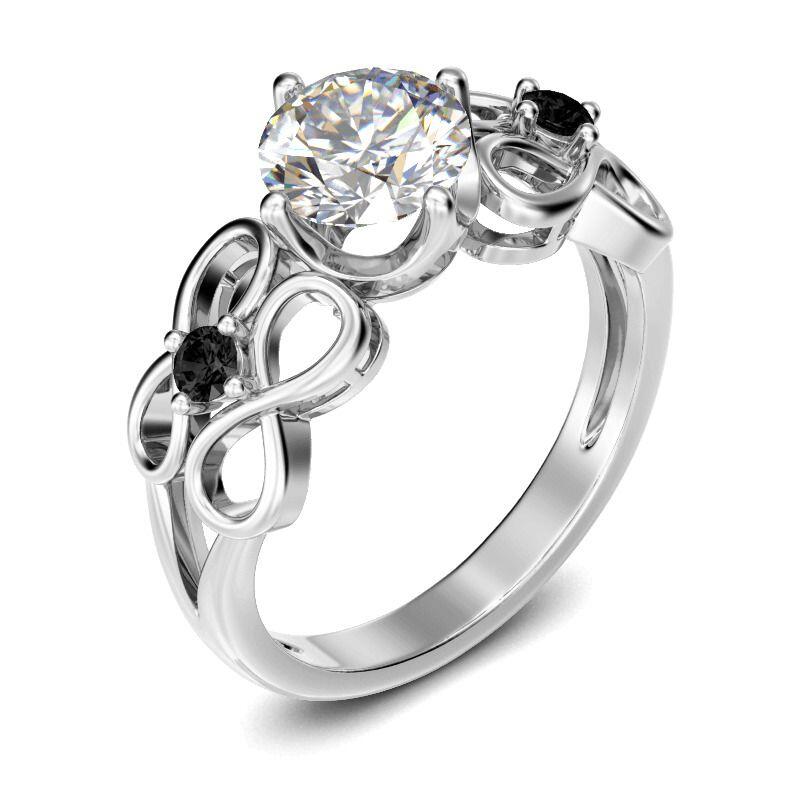 Jeulia Anel infinito corte redondo em prata esterlina