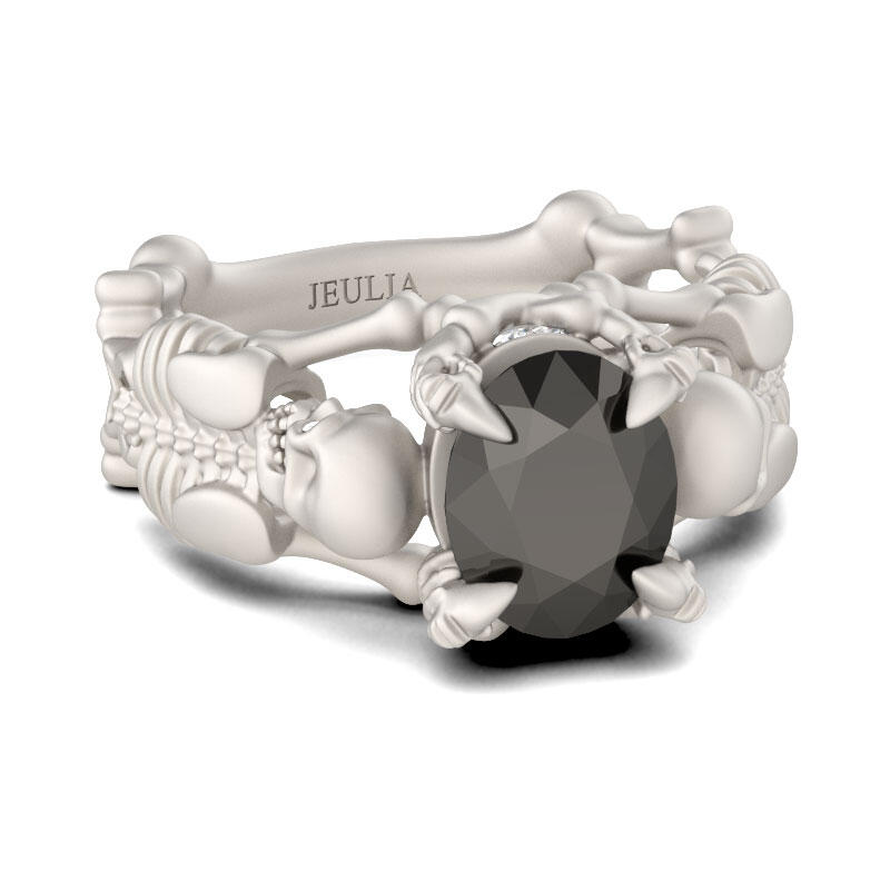 Jeulia Skeleton Oval Cut Sterling Silver Skull Ring