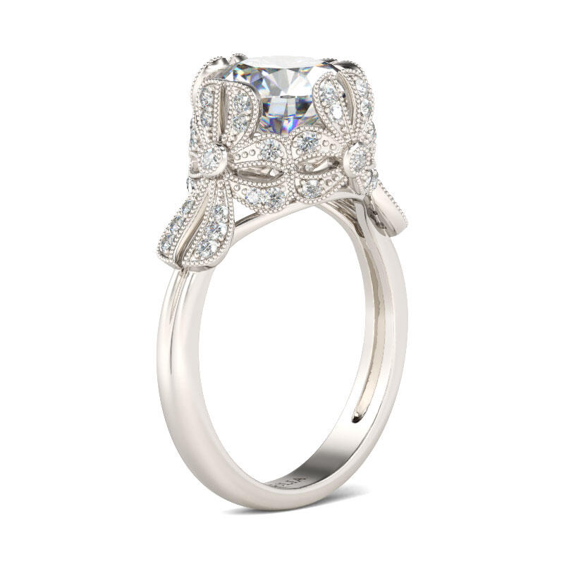 Jeulia Floral Round Cut Sterling Silver Ring