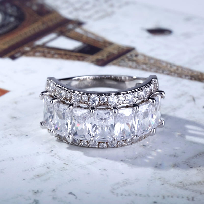 Jeulia Alianza Para Mujer De Talla Radiante En Plata De Ley