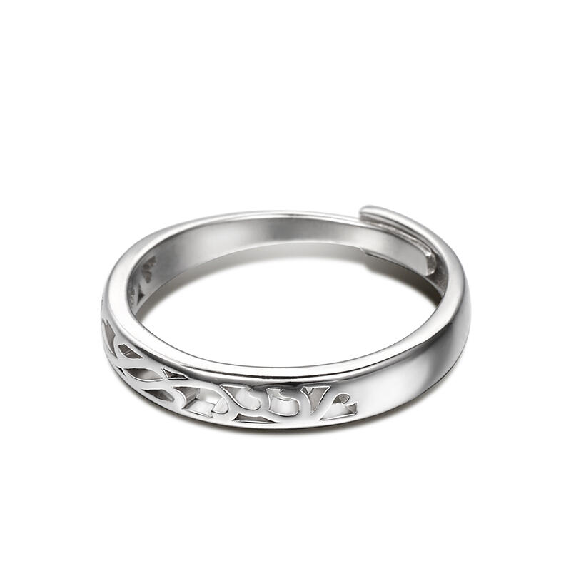 Jeulia "Endless Love" Vine Flower Design Adjustable Sterling Silver Men's Band