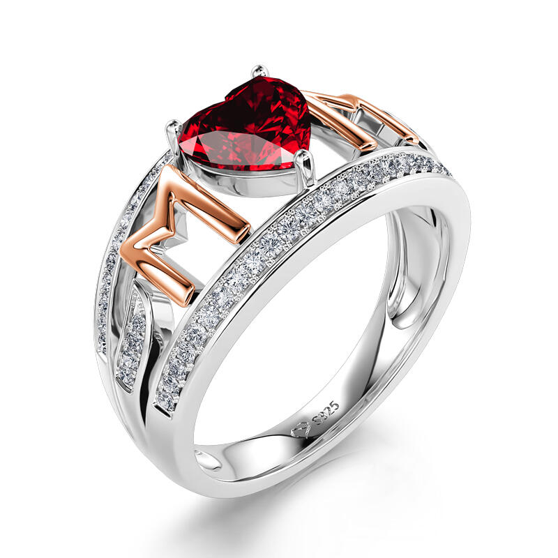 Jeulia "Eternal Love for Mom" Heart Cut Sterling Silver Ring